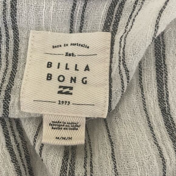 Billabong Women Hoodie Top M Blue White Washed Out Striped Beachy Coastal Hippie - Picture 2 of 10